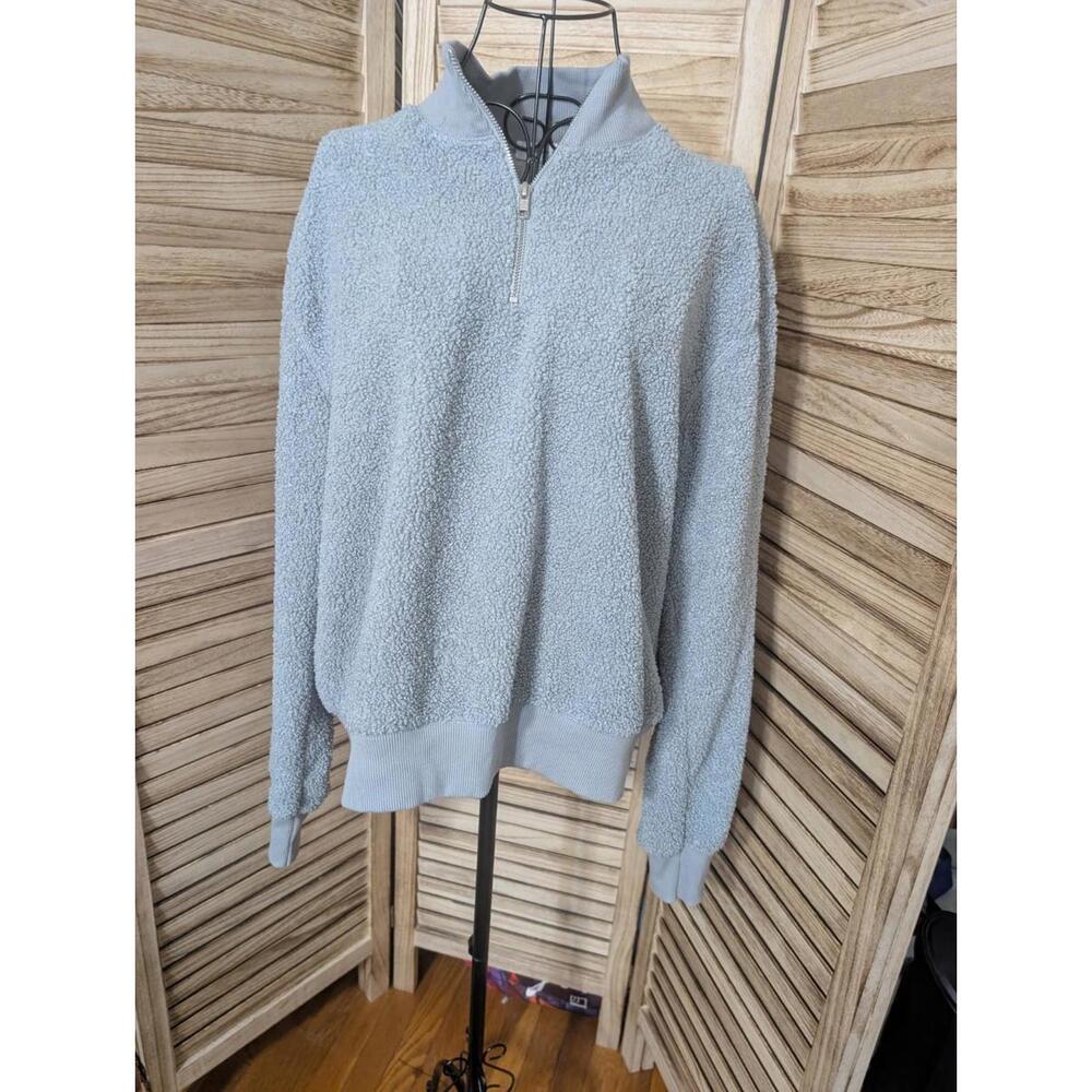 Topshop Women's Gray Nubby Boucle Fleece 1/4 Zip Pullover Jacket‎ US Size 10